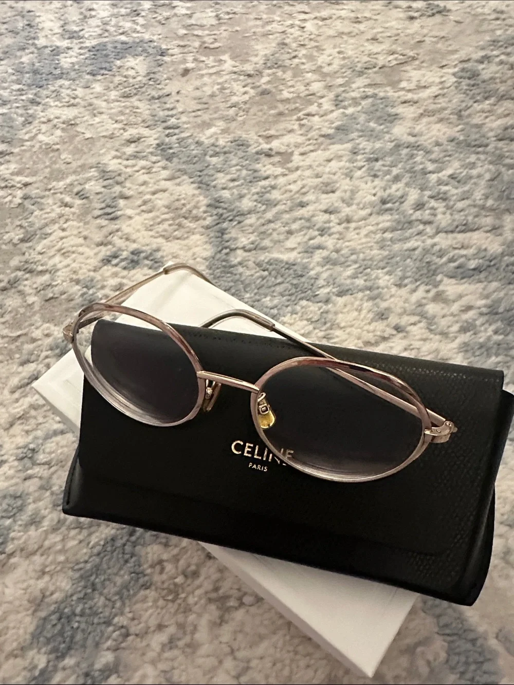 Celine Round Metal Glasses in Rose Gold with Black Case